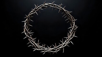 The crown of thorns of Jesus upon holy bible on black background with copy space, can be used for Christian background, Easter concept