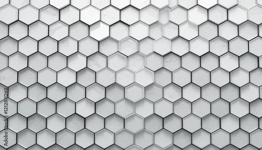 Poster 3d rendering of hexagon shaped tiles in a repetitive pattern creating a modern texture