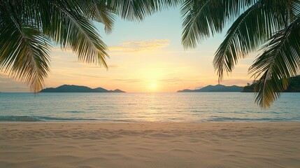 Sunset serenity tropical beach nature scene