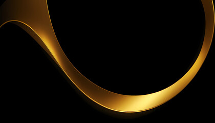 Obraz premium High-resolution golden curved line set against a black background, showcasing a stunning contrast, generative ai