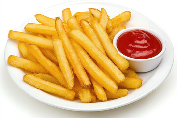 Crispy Golden French Fries Served with Ketchup