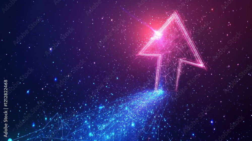 Aufkleber abstract background featuring glowing neon lines and scattered stars in a dark space setting