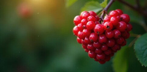 Fototapeta premium Heart shaped cranberry cluster, vibrant red berries , sweet, icon