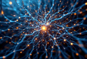 Neural network with nodes interconnected by luminous threads