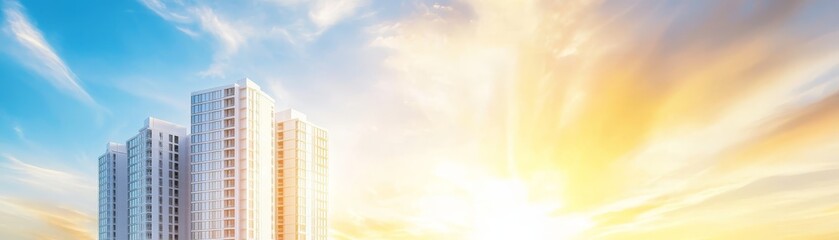 Obraz premium Futuristic skyscraper in london, a glimpse into the city's architectural future. highrise glass building dominates the skyline of modern urban cityscape in the business district of london, england.