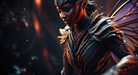 Obraz premium Enchanting fairy character with intricate wings and a mystical aura