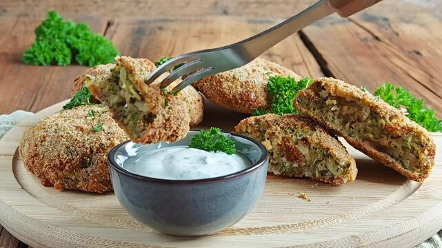 Brokkoli-Frikadellen mit Joghurt-Dip