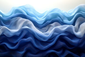 Obraz premium Abstract Blue Fabric Waves Flowing Softly