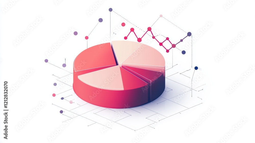 Poster pie chart with a smaller pie chart in the center illustrating data comparison visually