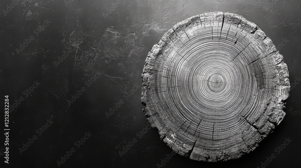 Poster cross section of a tree trunk on dark background