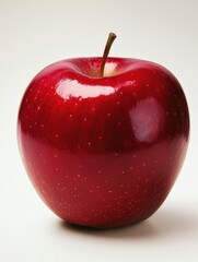 Fresh Red Apple with Glossy Skin on Neutral Background