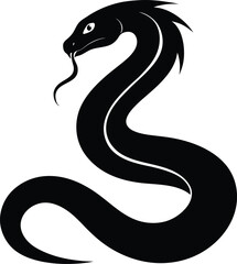 Snake icon, snake vector silhouette, Curved snake animal design illustration  
