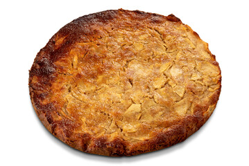 Apple pie isolated . Well-baked homemade apple cake