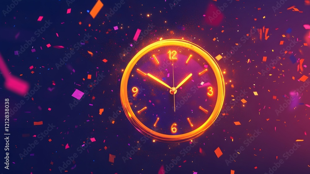 Aufkleber colorful clock design, vibrant abstract background with swirling patterns, perfect for time-related 