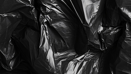 Black transparent plastic wrap texture overlay background. Realistic plastic for poster design and photo overlay effect. Wrinkled plastic surface pattern for graphic design sources and element mockup.