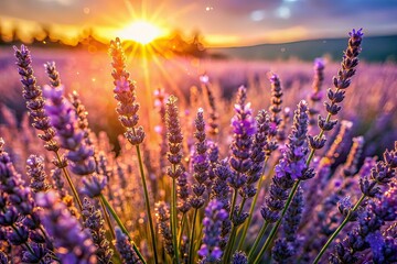 Obraz premium Provence Lavender Fields - Hot Summer Day Macro