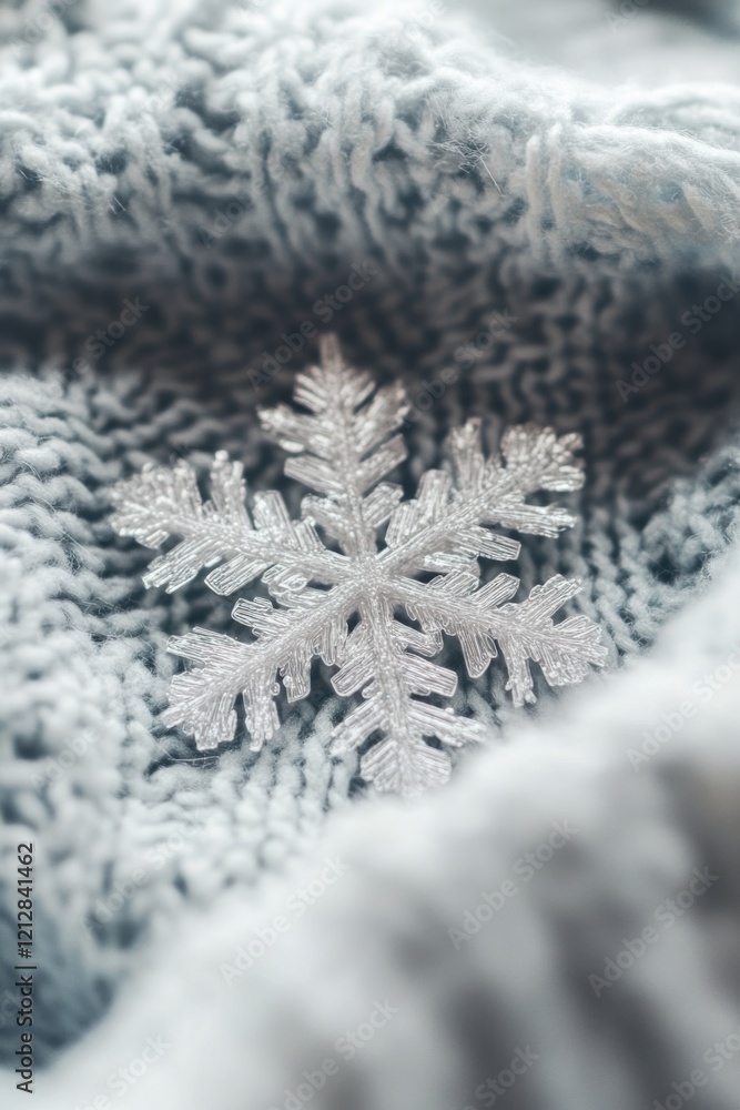 Poster elegant simplicity captured in a single snowflake resting gently on soft fabric creates a serene win