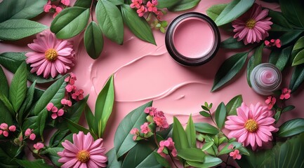 Pink Floral Beauty Cream Background