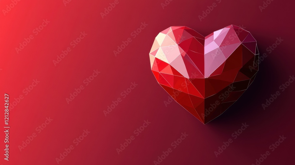 Poster red heart shape on a solid red background creating a simple and bold graphic design element
