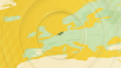 Abstract Map of Netherlands and Surrounding Regions with Circular Patterns.