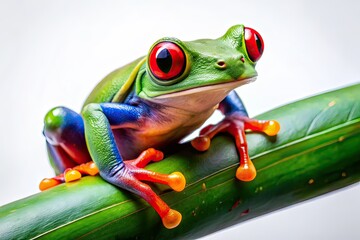 Obraz premium Red-Eyed Tree Frog Closeup - Fashion Photography Style