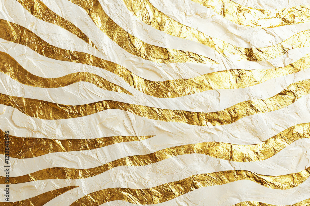 Aufkleber sophisticated zebra stripe pattern in soft ivory and metallic gold tones designed for high-end fashi