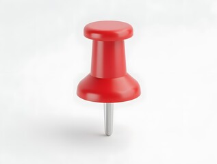 Red push pin isolated on white background