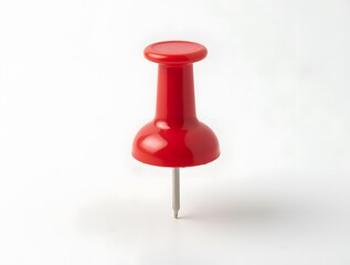 Red push pin isolated on white background