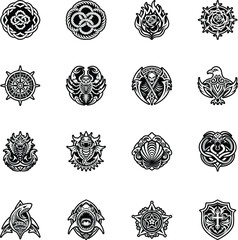 Collection of Old School Artwork Glyph Icons 

