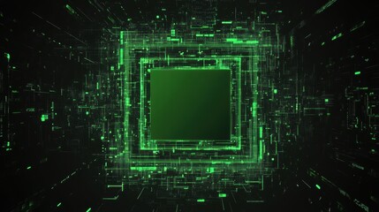 Obraz premium Green square frame on dark background with contrasting colors for creative design and digital artwork