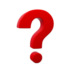 Red 3D Question Mark Isolated on Transparent Background - PNG