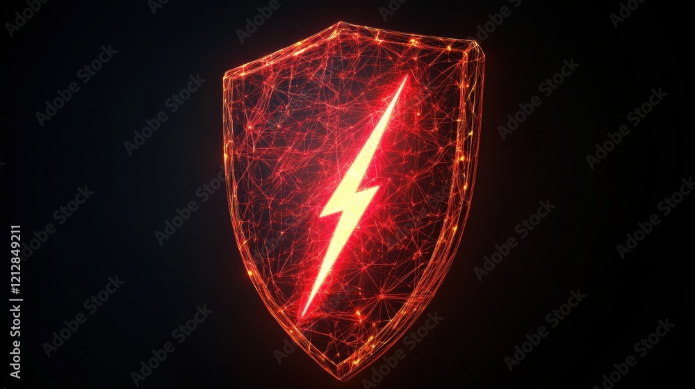 Aufkleber red shield with a lightning symbol design isolated on a white background for graphic use