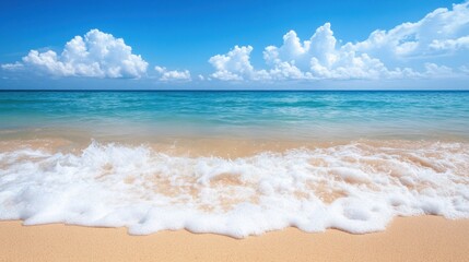 Fototapeta premium Tropical beach wave, sunny sky, vacation