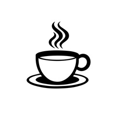 A cup of hot tea icon silhouette on white background