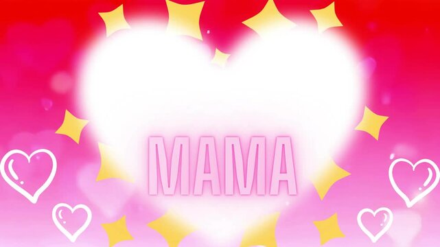 te amo mama virtual footage with wishes on mother's day; funny, glowing red & pink motion card with pulsing heart and spanish text