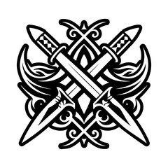 Solid style icon of crossed knives