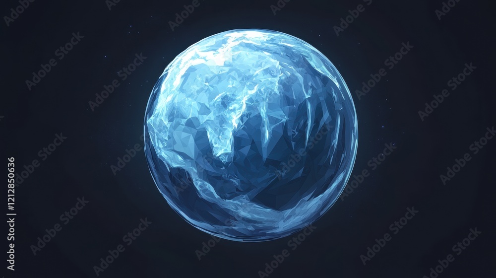 Aufkleber blue sphere on a black background with smooth texture and depth perspective view