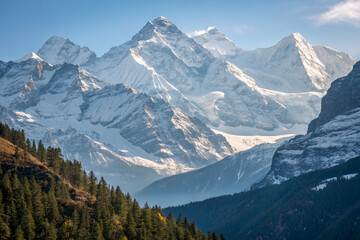 Fototapeta premium Snow capped peaks the alps rockiest