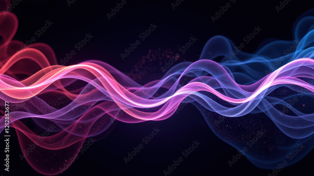Poster gamma ai waves with abstract colorful motion in dark background.