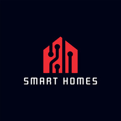 smart  tech home logo design vector