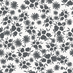 Gentle vector vintage floral seamless pattern. Botanical flowers. Regency texture, baroque style hand-drawn background