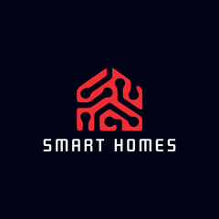 smart  tech home logo design vector
