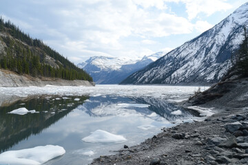 Fototapeta premium Serene Glacial Landscape with Ice Floes in Calm Water