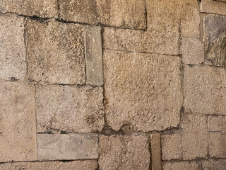 Split, Croatia - July 1, 2024: Historic downtown. Pattern of large stone rectangular blocks forming vintage wall