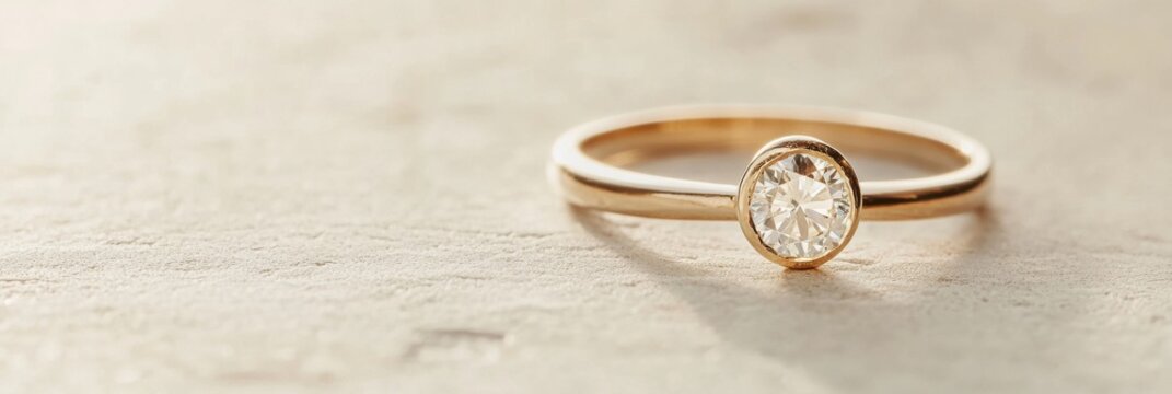 Bezel set engagement ring beautifully showcases a large stone against a calming neutral backdrop