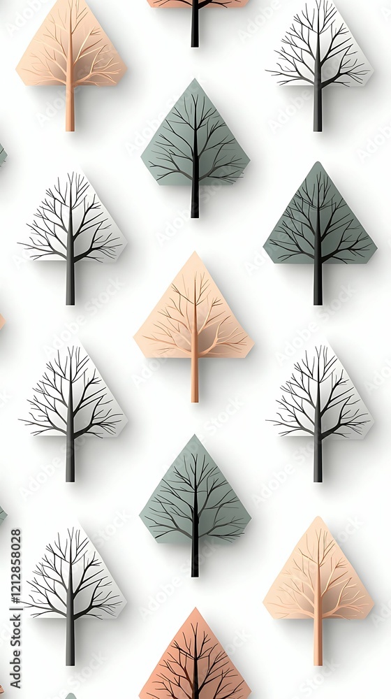Aufkleber stylized tree shapes in various colors arranged in a seamless, repeating pattern. ideal for nature-t