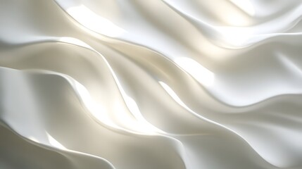 Obraz premium Elegant White Silk Fabric with Soft Waves and Gentle Light Reflection