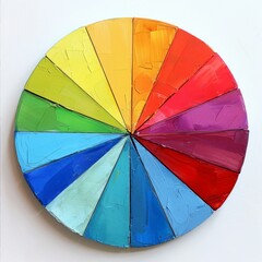 Obraz premium Circular Spectrum of Painted Colors on a Disc with Segmented Color Bands on White Surface