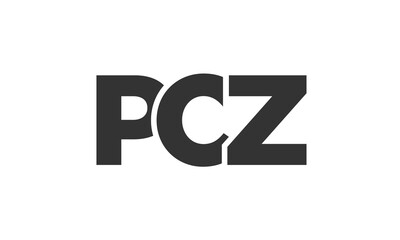 PCZ logo design template with strong and modern bold text. Initial based vector logotype featuring simple and minimal typography. Trendy company identity.