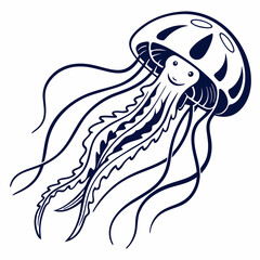 Jellyfish mascot logo vector silhouette 